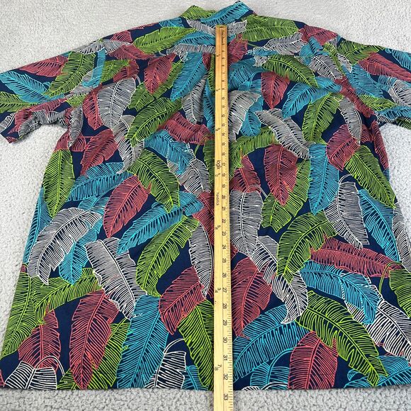 Cooke Street Shirt Mens XXL Green Blue Palm Leaf Short Sleeve Pocket Hawaiian - Picture 5 of 8